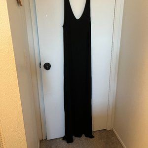 Deep V-Neck Black Maxi Dress